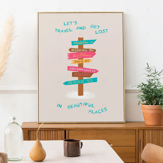 Plakat "Podróżujmy" - Kolorowa Grafika z Cytatem