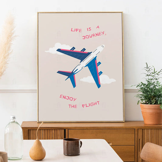 Plakat "Życie to podróż" - Inspirująca Grafika z Samolotem