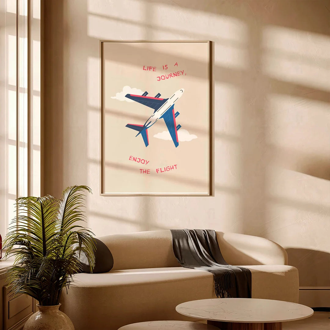 Plakat "Życie to podróż" - Inspirująca Grafika z Samolotem