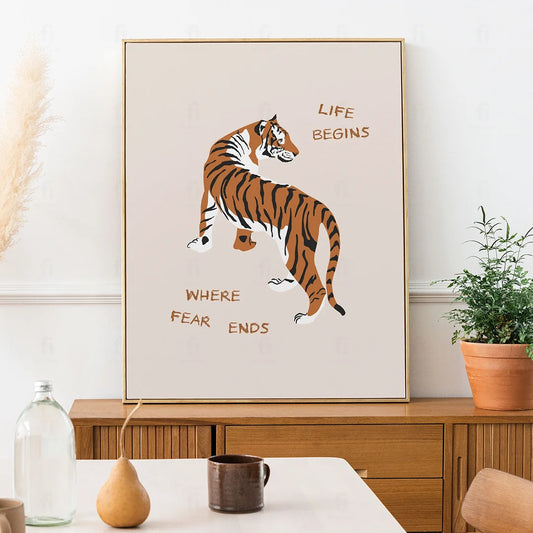 Plakat "Gdzie Kończy Się Strach" - Grafika z Tygrysem