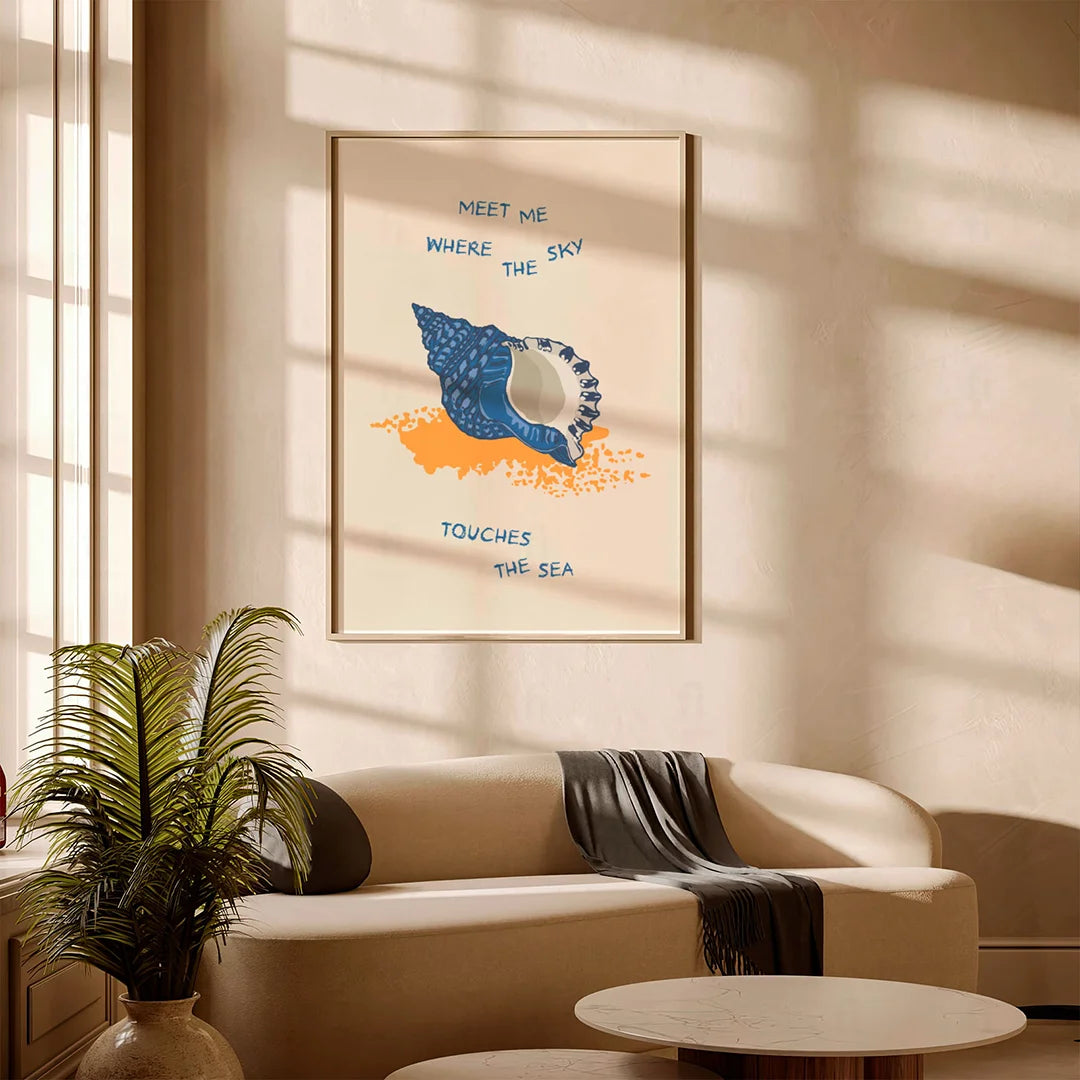 Plakat "Gdzie Niebo Dotyka Morza" - Grafika z Wielorybem