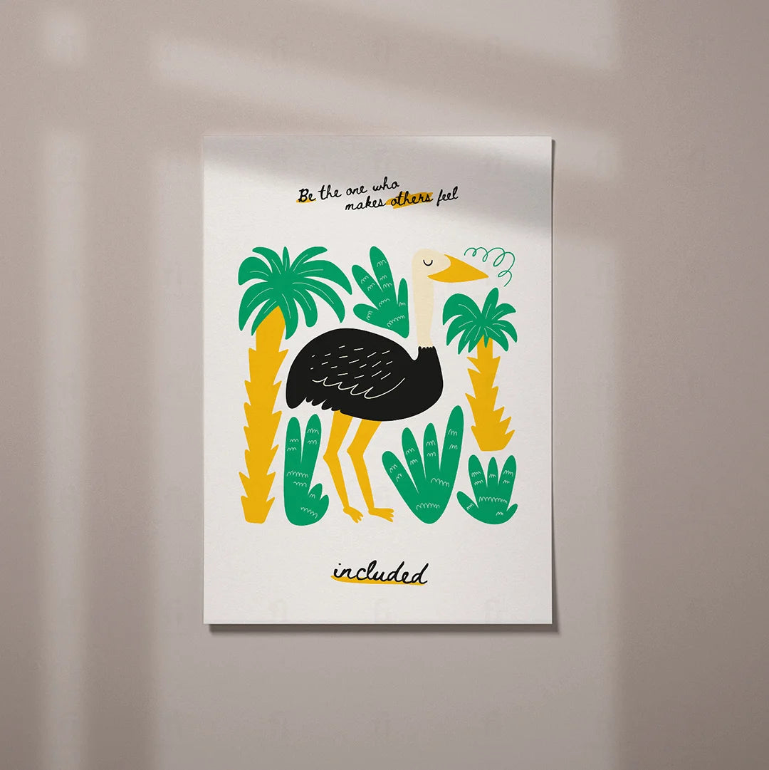 Plakat "Inspirujący Struś" - Grafika z Pozytywnym Przesłaniem