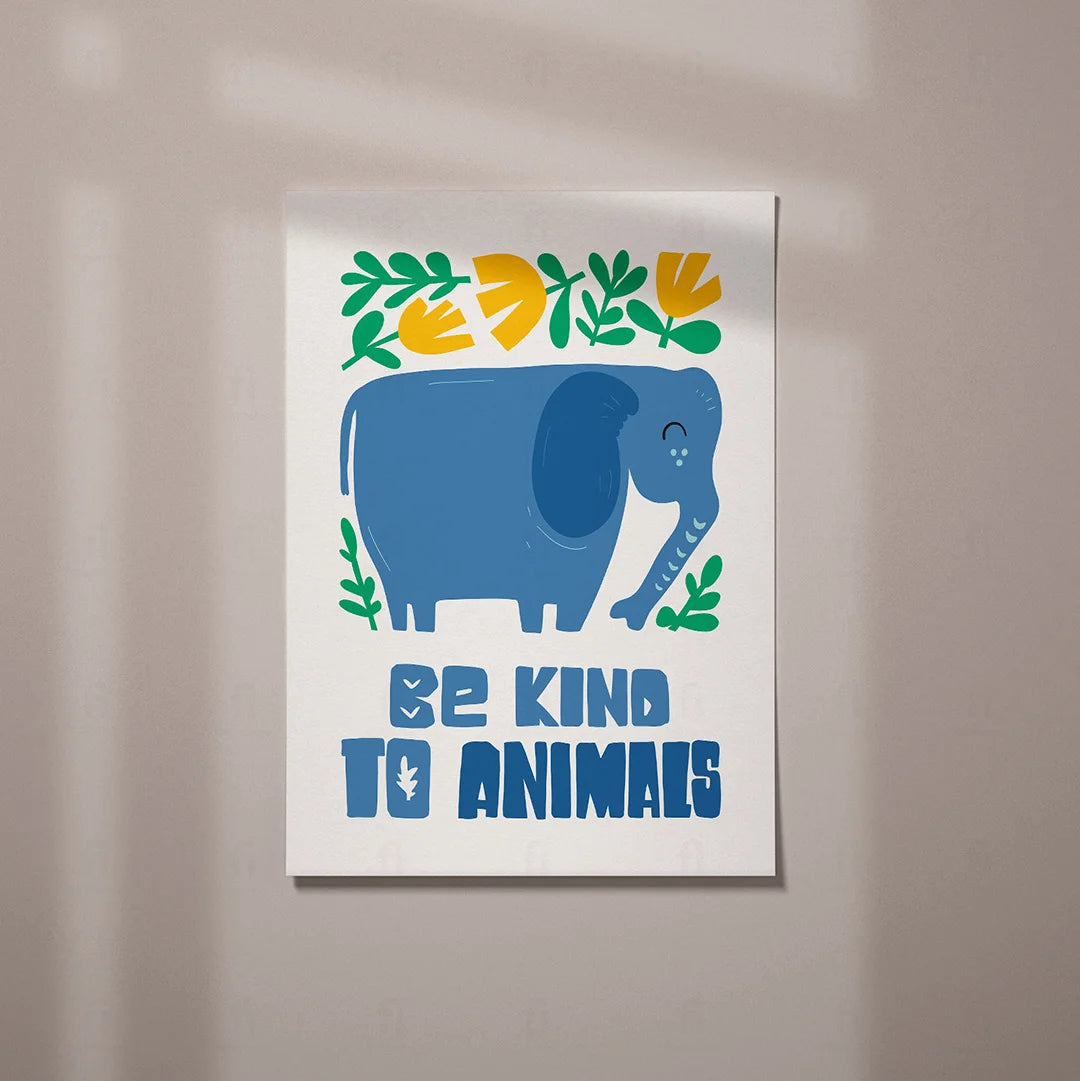 Plakat "Bądź Dobry Dla Zwierząt" - Grafika z Pozytywnym Przesłaniem