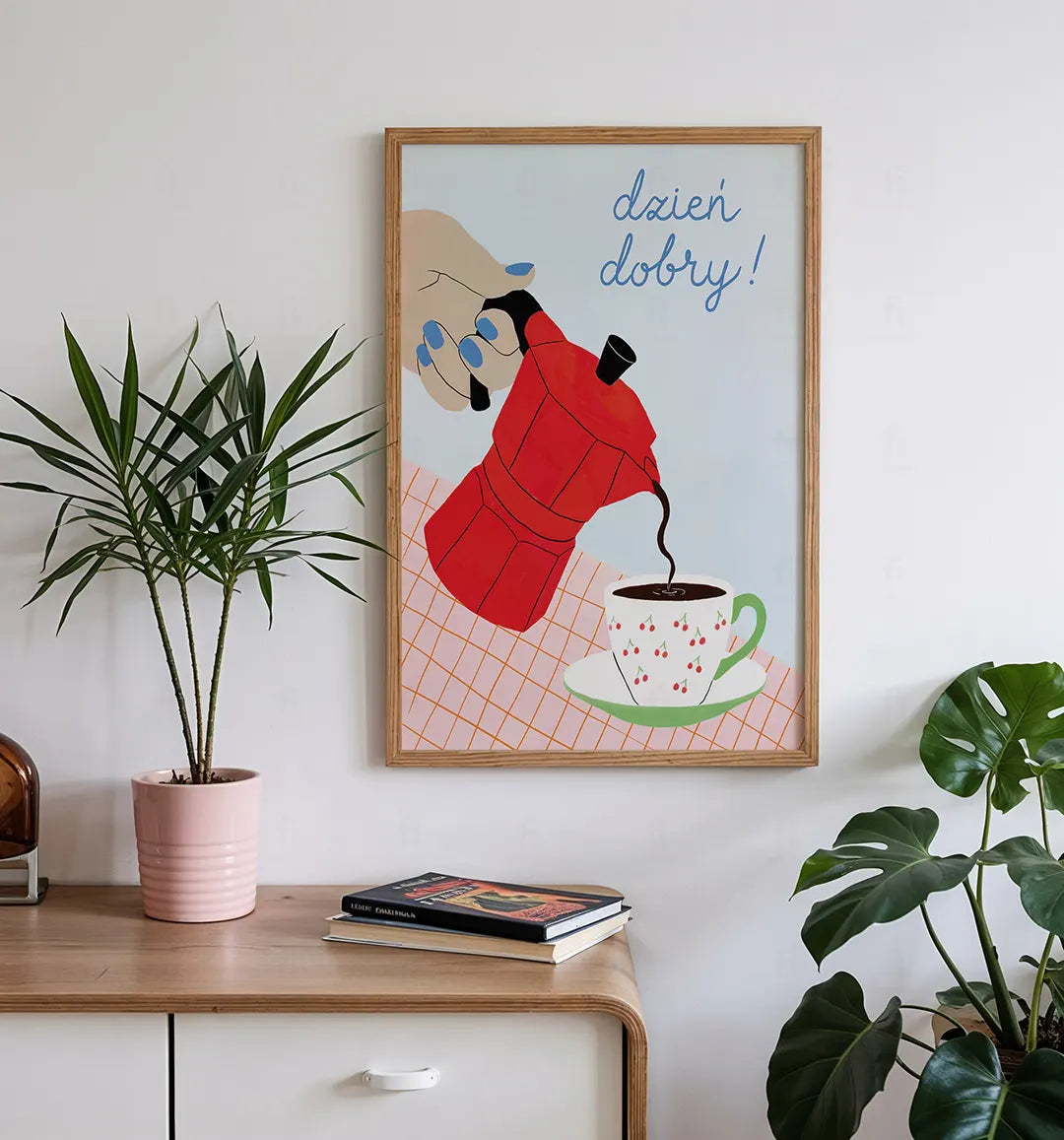 Plakat Dzień Dobry – Kawa i Kawiarka