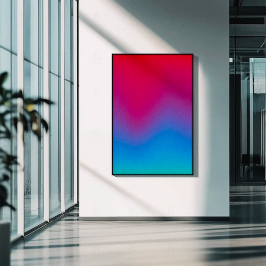 intensywny, rozmyty gradient w odcieniach czerwieni, różu i pomarańczu.