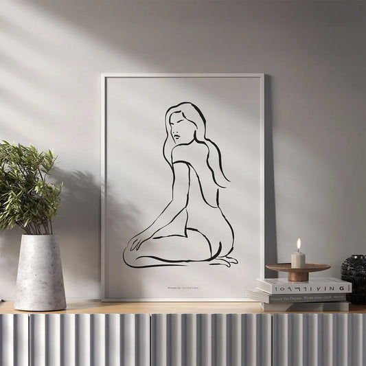 Plakat wprowadza do wnętrza spokój, lekkość i artystyczną wrażliwość, idealnie pasując do sypialni lub garderoby.