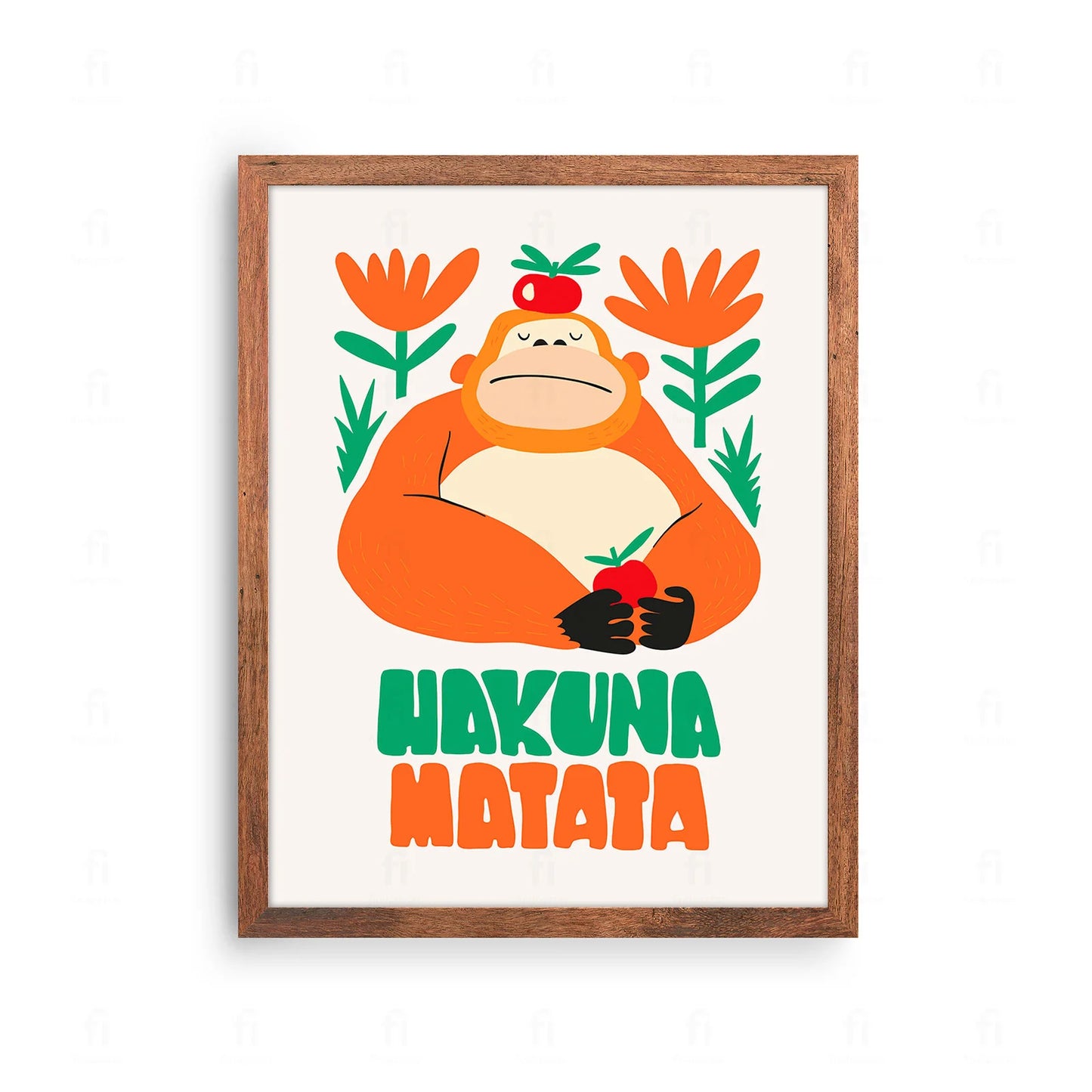 Plakat z kolorową grafiką i napisem "Hakuna Matata"