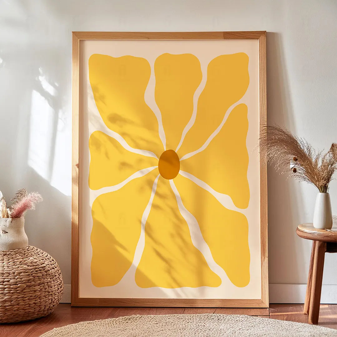 Plakat "Spokojny Kwiat - Żółty" - Minimalistyczna Grafika