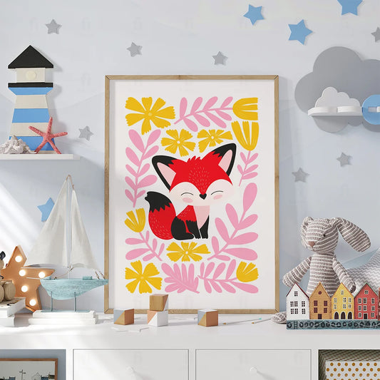 Plakat "Uroczy Lisek" - Grafika ze Zwierzętami do Pokoju Dziecka