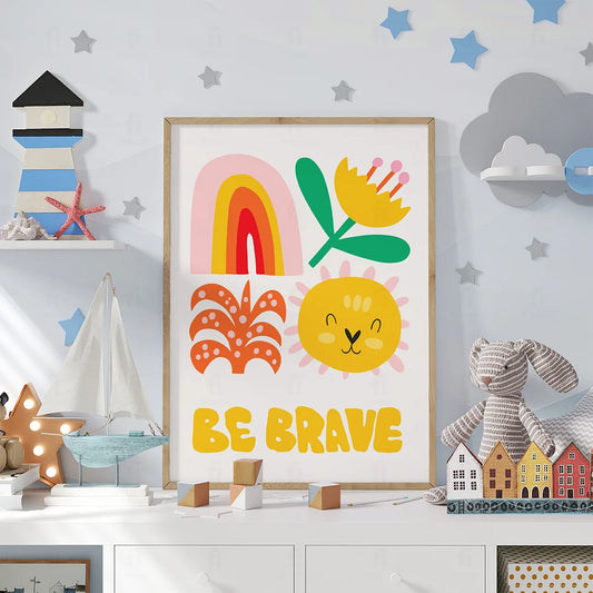 Plakat "Bądź Odważny" - Inspirująca Grafika dla Dzieci
