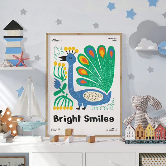 Plakat "Jasne Uśmiechy" - Radosna Grafika do Pokoju Dziecka
