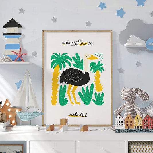 Plakat "Inspirujący Struś" - Grafika z Pozytywnym Przesłaniem