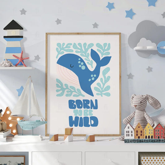 Plakat "Born to be Wild" - Grafika z Wielorybem