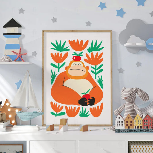 Plakat "Spokojny Goryl" - Grafika ze Zwierzętami do Pokoju Dziecka