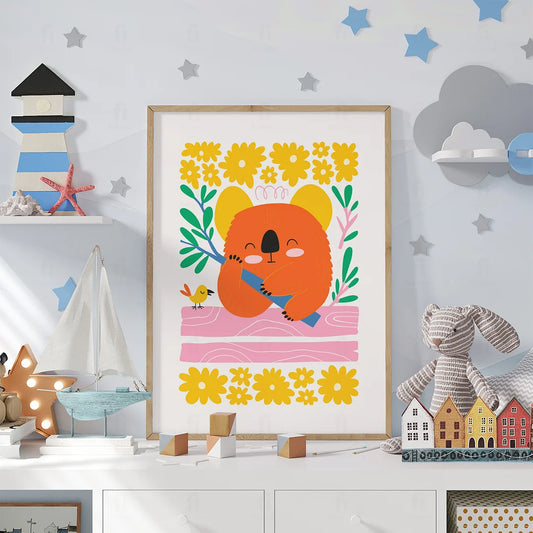 Plakat "Koala z Kwiatami" - Urocza Grafika dla Dzieci