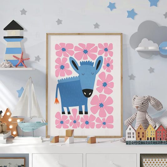 Plakat "Niebieski Osiołek" - Urocza Grafika do Pokoju Dziecka