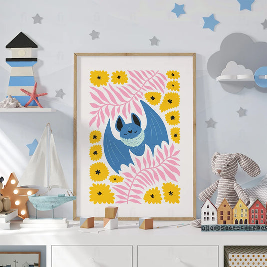 Plakat "Radosny Nietoperz" - Kolorowa Grafika dla Dzieci