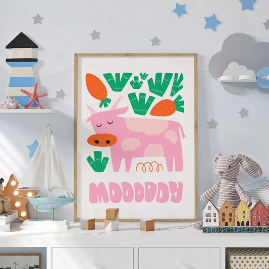 Plakat "Wesoła Krowa" - Radosna Grafika do Pokoju Dziecka