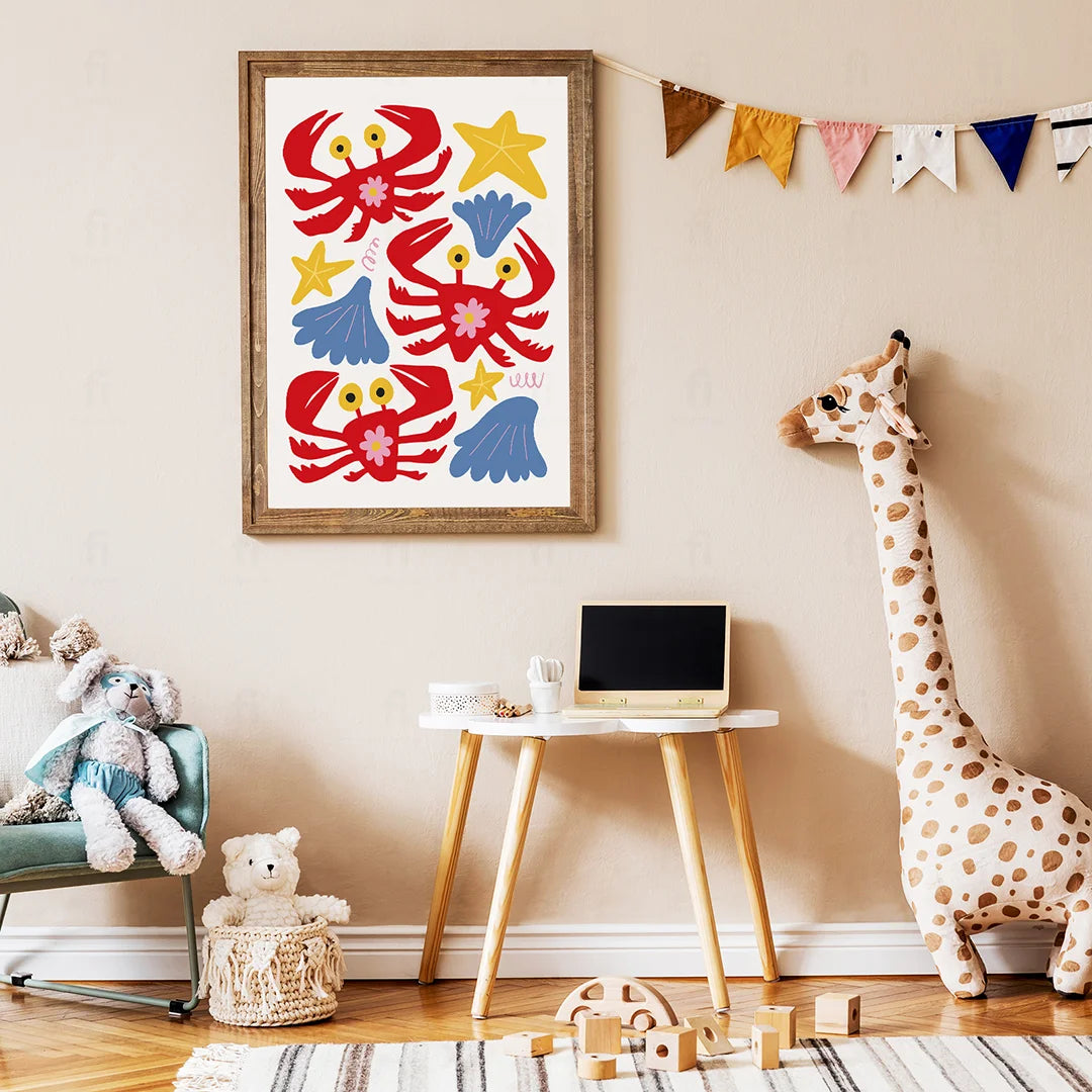 Plakat "Kolorowe Kraby" - Grafika z Morskimi Zwierzętami