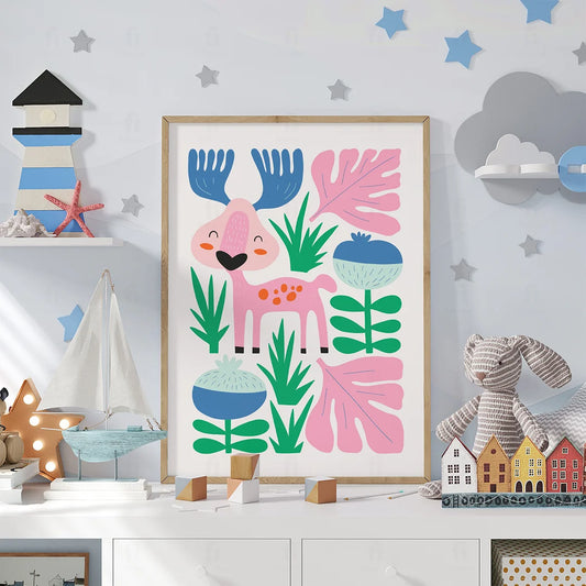 Plakat "Wesoły Renifer" - Kolorowa Grafika dla Dzieci
