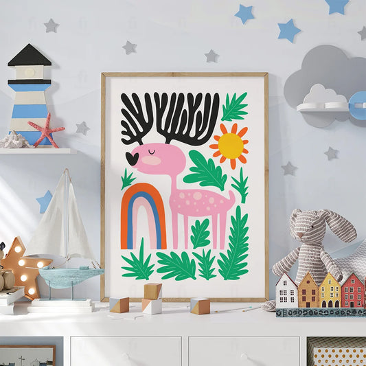 Plakat "Tęczowy Jelonek" - Kolorowa Grafika dla Dzieci