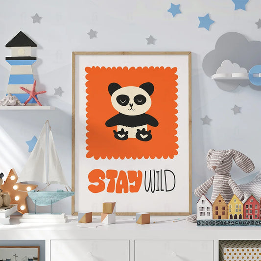 Plakat "Panda - Zostań Dziki" - Grafika z Pozytywnym Przesłaniem