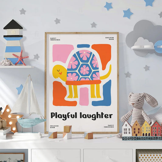 Plakat "Żółw Radości" - Abstrakcyjna Grafika dla Dzieci