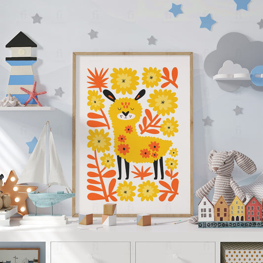 Plakat "Słoneczna Lama" - Radosna Grafika do Pokoju Dziecka