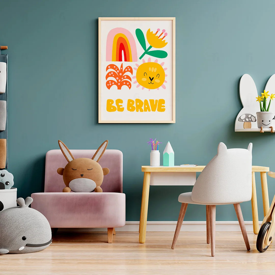 Plakat "Bądź Odważny" - Inspirująca Grafika dla Dzieci