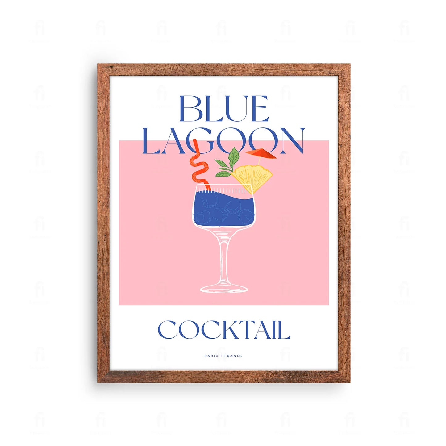 Plakat "Blue Lagoon" - Egzotyczna Grafika z Koktajlem