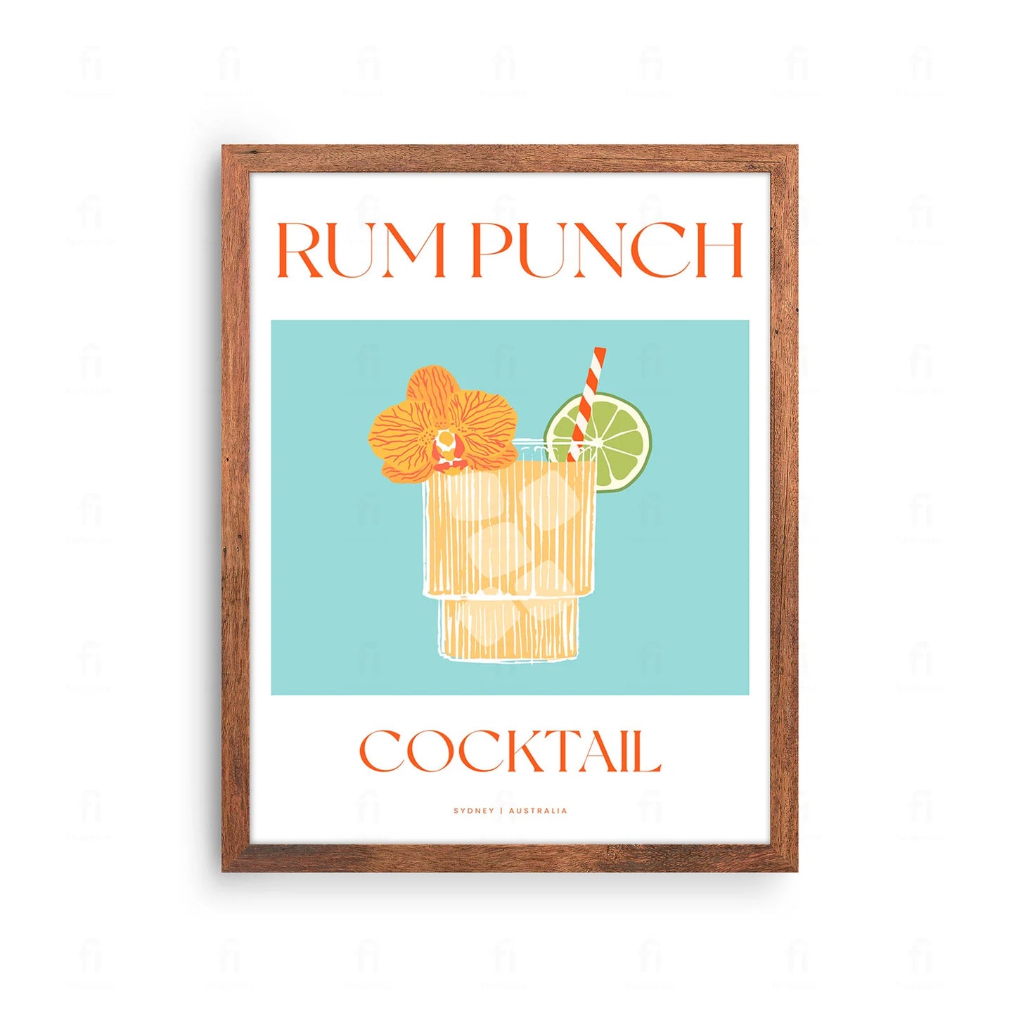 Plakat "Rum Punch" - Egzotyczna Grafika z Koktajlem