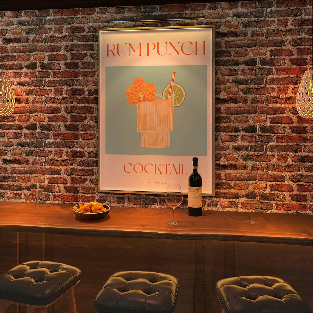 Plakat "Rum Punch" - Egzotyczna Grafika z Koktajlem