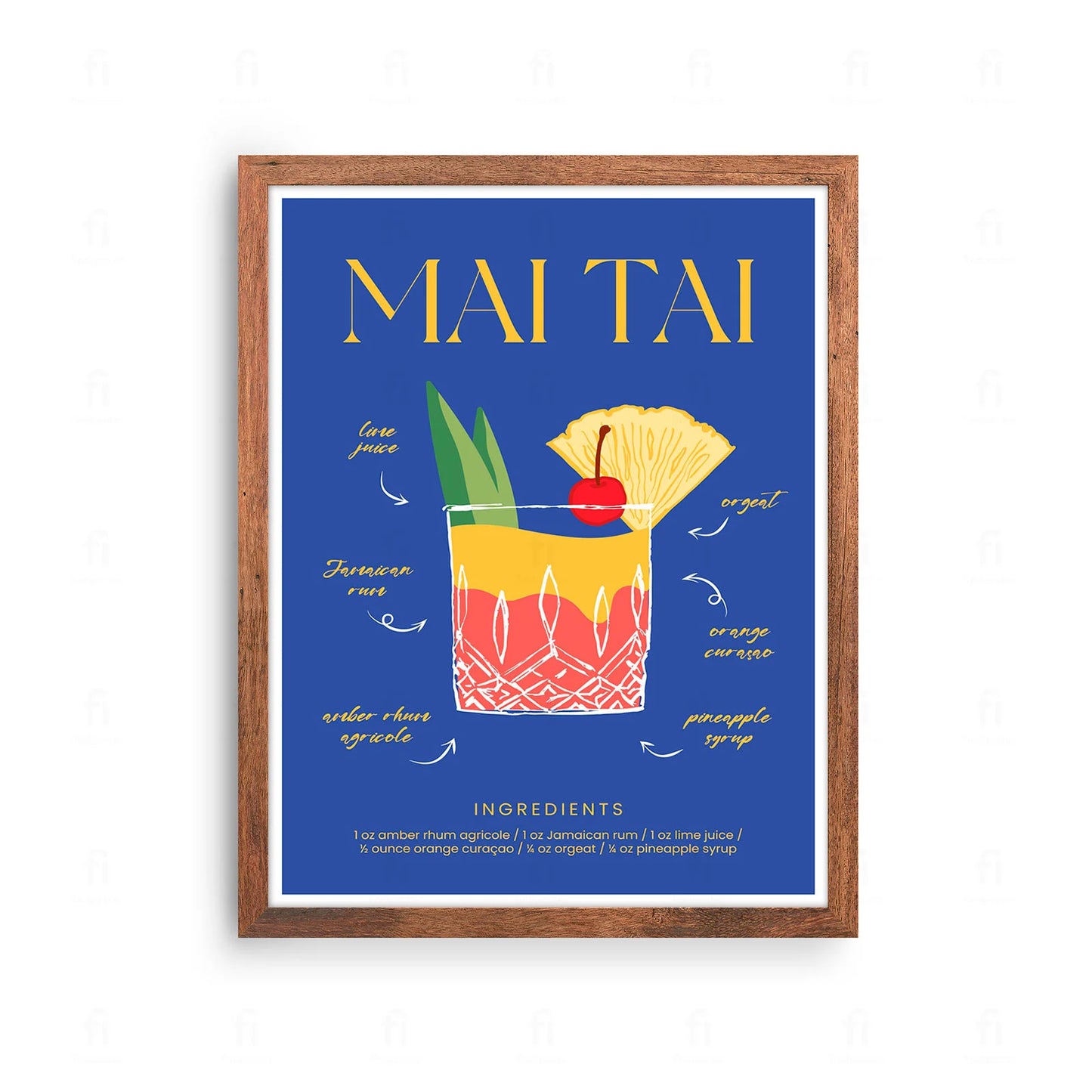 Plakat "Przepis na Mai Tai" - Egzotyczna Grafika do Baru