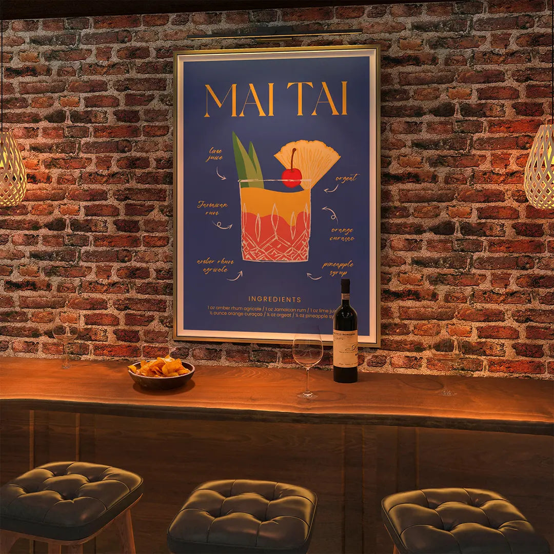 Plakat "Przepis na Mai Tai" - Egzotyczna Grafika do Baru