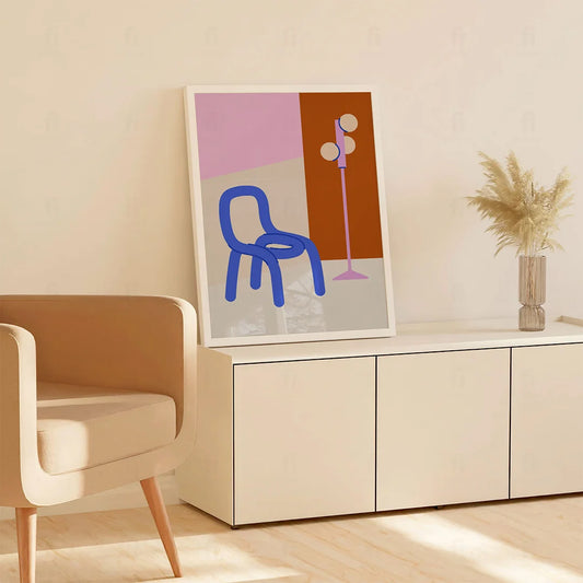 Plakat "Styl Skandynawski" - Minimalistyczna Grafika z Krzesłem