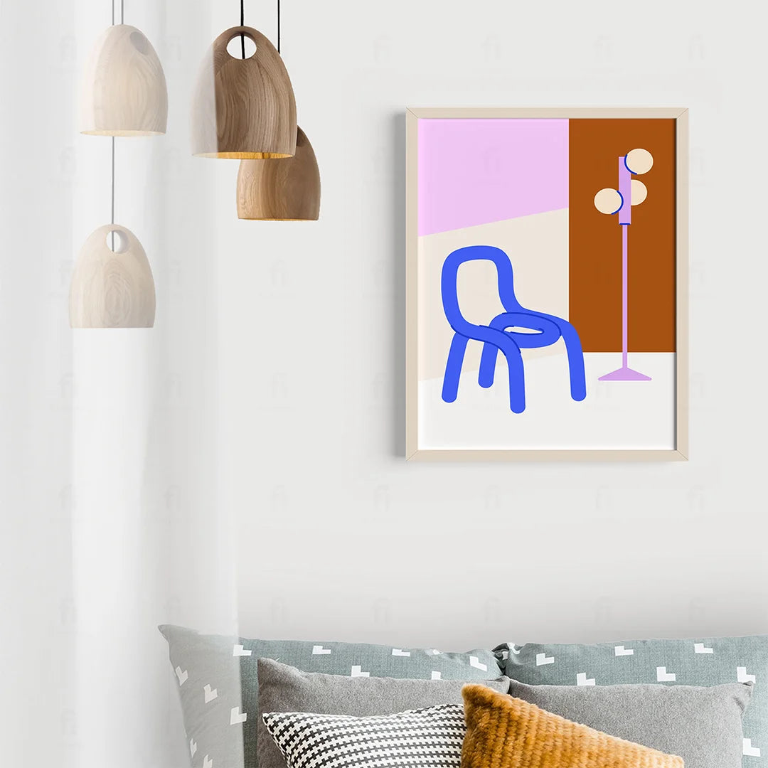 Plakat "Styl Skandynawski" - Minimalistyczna Grafika z Krzesłem