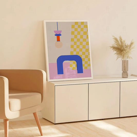 Plakat "Żółto-Różowy Minimalizm" - Abstrakcyjna Grafika Scandi