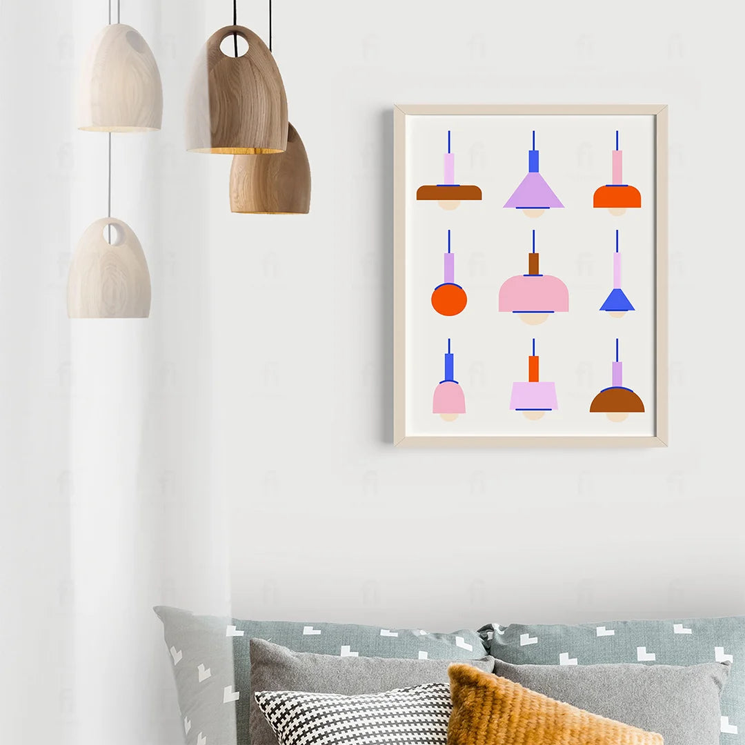 Plakat "Geometryczne Formy Designerskich Lamp" - Grafika Scandi