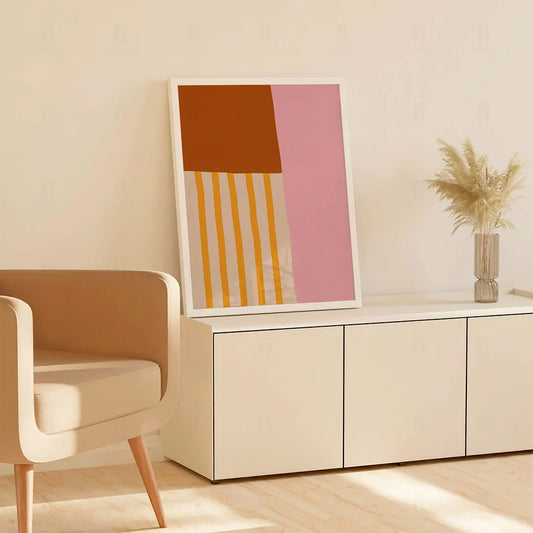 Plakat "Kolorowy Minimalizm Pomarańcz i Róż" - Abstrakcyjna Grafika