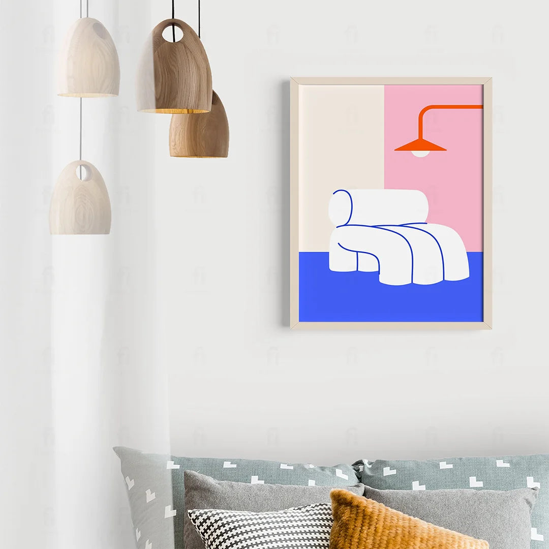 Plakat "Fotel z Lampą" - Grafika w Stylu Skandynawskim