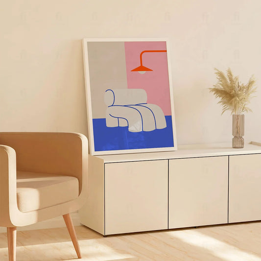 Plakat "Fotel z Lampą" - Grafika w Stylu Skandynawskim