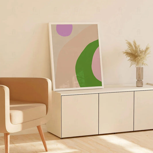 Plakat "Zielone i Różowe Kształty" - Abstrakcyjna Grafika