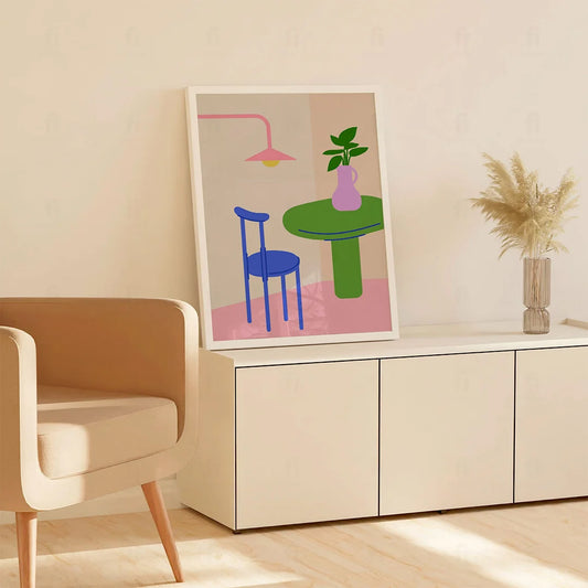 Plakat "Stół i Krzesło w Nowoczesnym Stylu" - Grafika Scandi