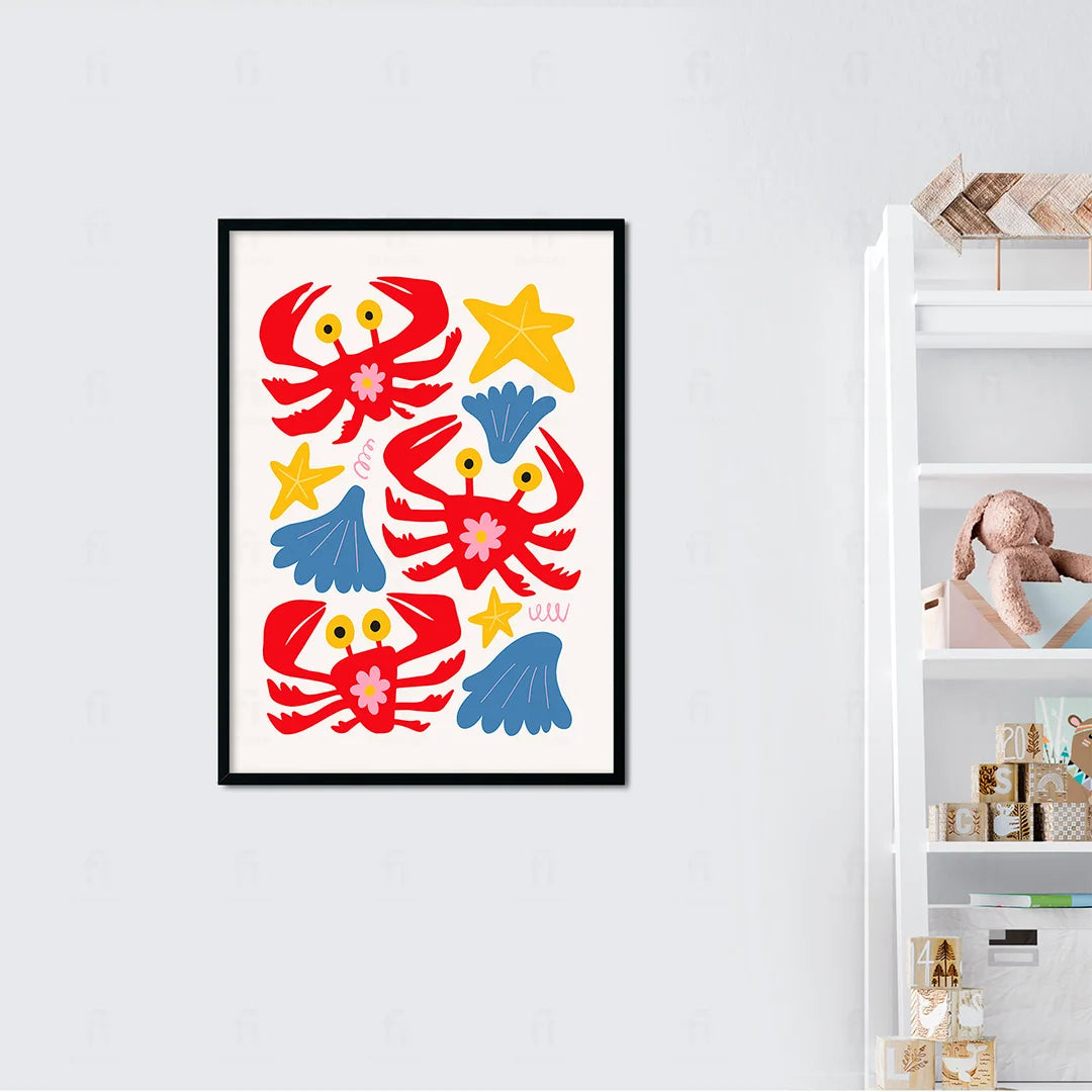 Plakat "Kolorowe Kraby" - Grafika z Morskimi Zwierzętami