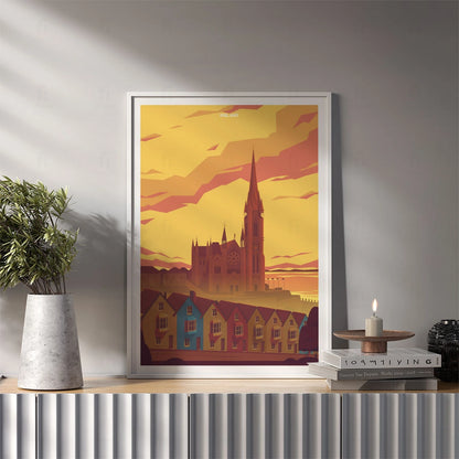 Plakat "Cobh, Irlandia" - Grafika z Kolorowym Miasteczkiem