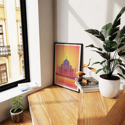 Plakat "Tadż Mahal, Indie" - Grafika z Ikoną Architektury