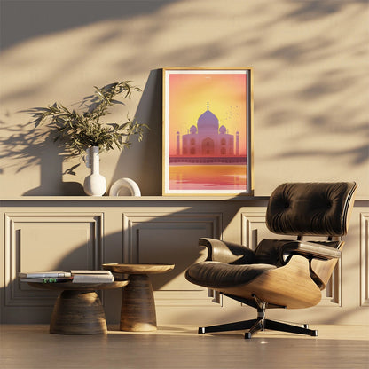 Plakat "Tadż Mahal, Indie" - Grafika z Ikoną Architektury