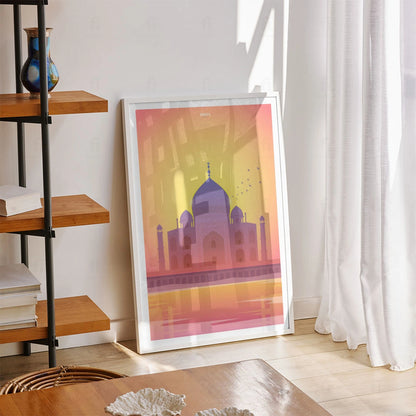 Plakat "Tadż Mahal, Indie" - Grafika z Ikoną Architektury