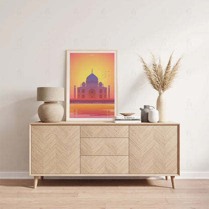 Plakat "Tadż Mahal, Indie" - Grafika z Ikoną Architektury