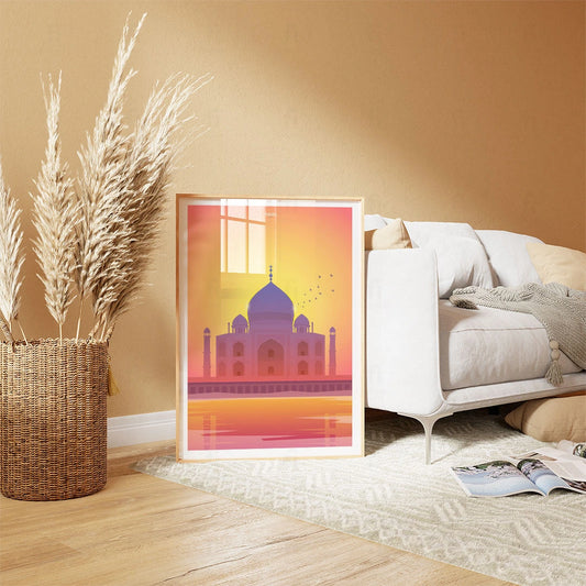 Plakat "Tadż Mahal, Indie" - Grafika z Ikoną Architektury
